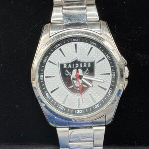 Vintage Game Time Men's Raiders Dress Quartz Watch 44mm Round Silver Tone Metal
